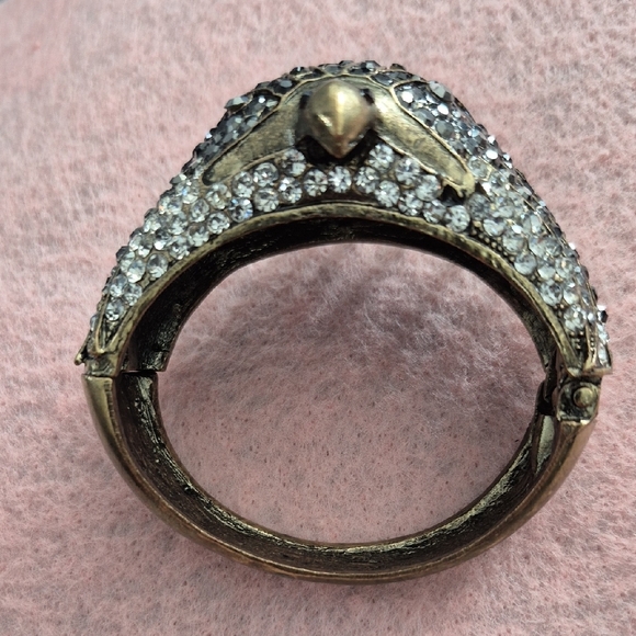 Crystal Pavé Peacock Cuff Bracelet - Black and Clear - Picture 3 of 10